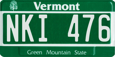 VT license plate NKI476