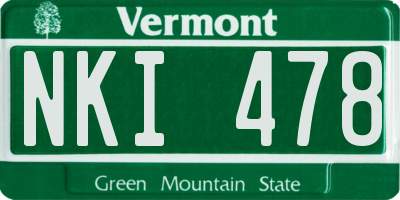 VT license plate NKI478