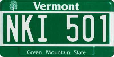 VT license plate NKI501