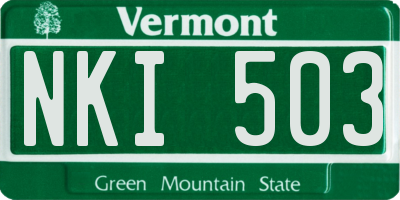 VT license plate NKI503