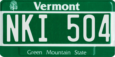 VT license plate NKI504