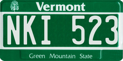 VT license plate NKI523