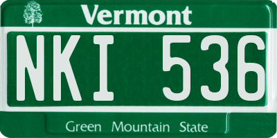 VT license plate NKI536