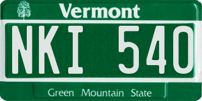 VT license plate NKI540