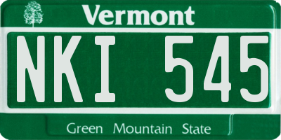 VT license plate NKI545