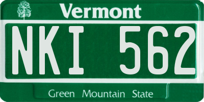 VT license plate NKI562