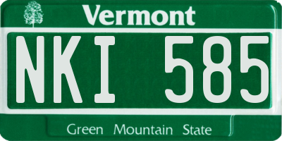 VT license plate NKI585