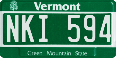 VT license plate NKI594