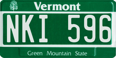 VT license plate NKI596