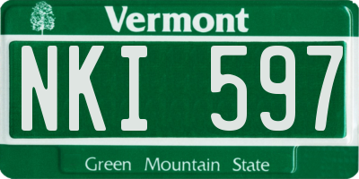 VT license plate NKI597