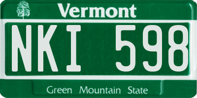 VT license plate NKI598