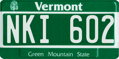 VT license plate NKI602