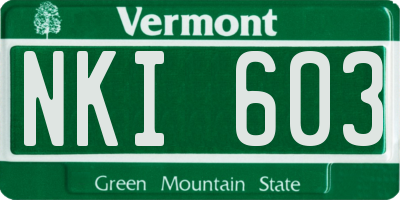 VT license plate NKI603