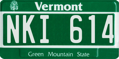 VT license plate NKI614