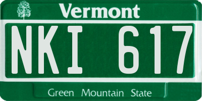 VT license plate NKI617