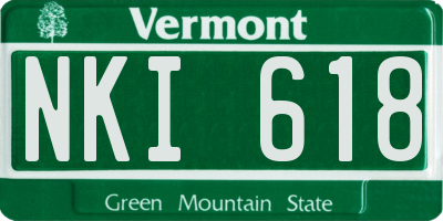 VT license plate NKI618