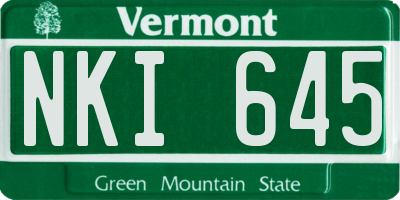 VT license plate NKI645