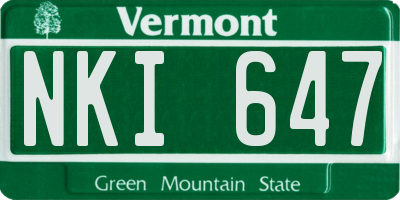 VT license plate NKI647
