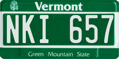 VT license plate NKI657