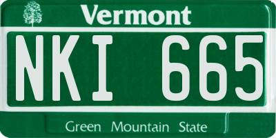 VT license plate NKI665