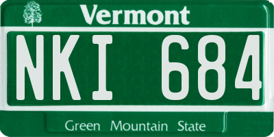 VT license plate NKI684