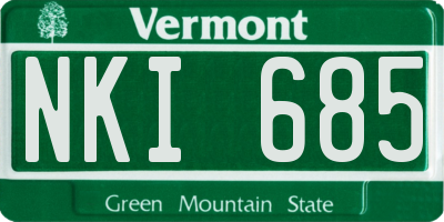 VT license plate NKI685