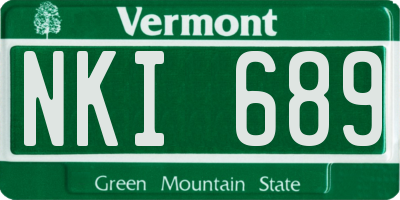 VT license plate NKI689