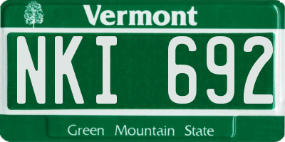 VT license plate NKI692