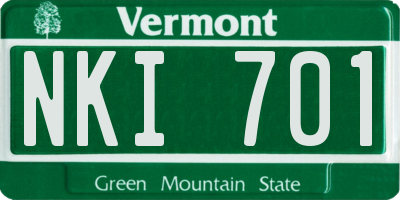 VT license plate NKI701