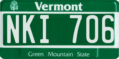 VT license plate NKI706