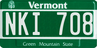VT license plate NKI708