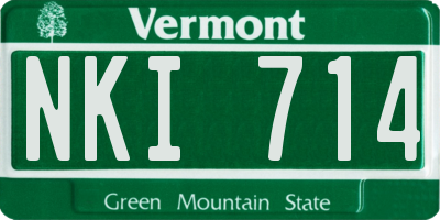 VT license plate NKI714