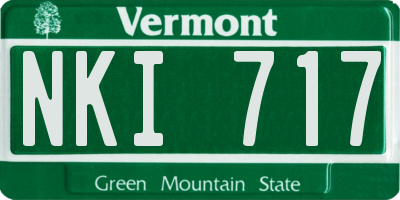 VT license plate NKI717
