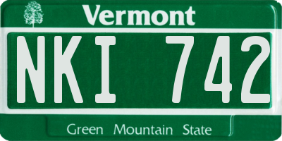 VT license plate NKI742