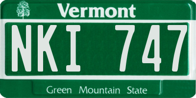 VT license plate NKI747