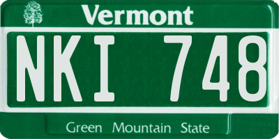 VT license plate NKI748