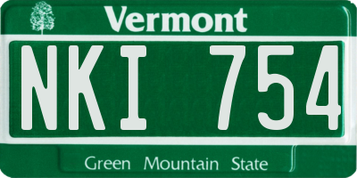 VT license plate NKI754