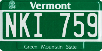 VT license plate NKI759