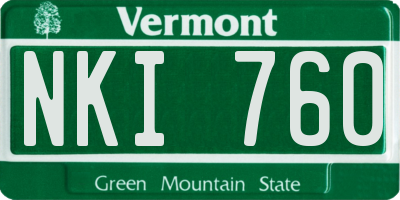 VT license plate NKI760