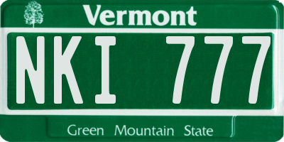 VT license plate NKI777