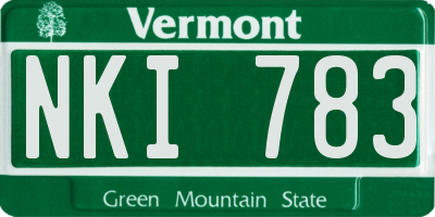 VT license plate NKI783
