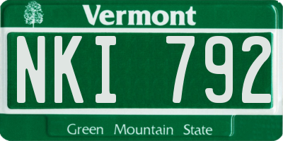 VT license plate NKI792