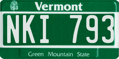 VT license plate NKI793