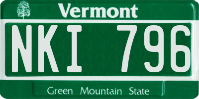 VT license plate NKI796