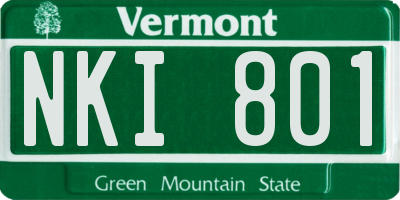 VT license plate NKI801