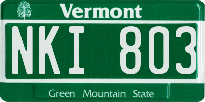 VT license plate NKI803