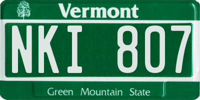 VT license plate NKI807
