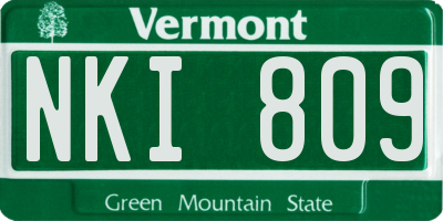 VT license plate NKI809