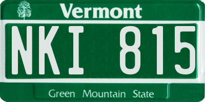 VT license plate NKI815