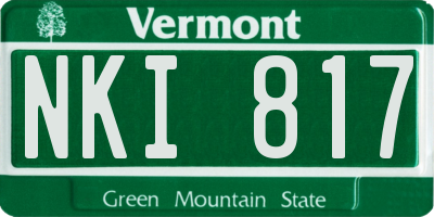 VT license plate NKI817